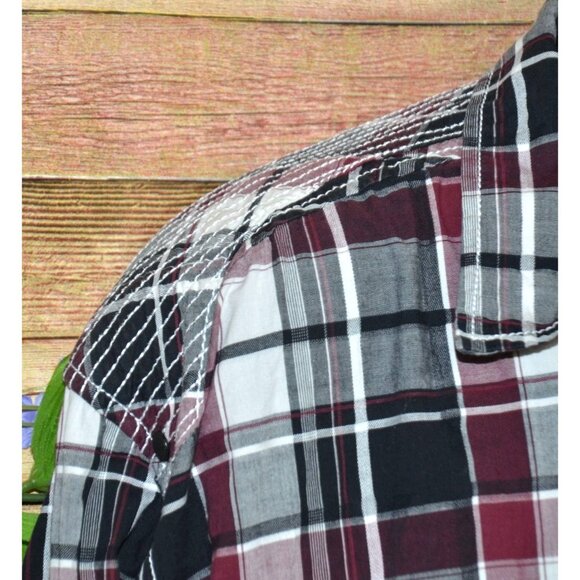 Buckle Burgundy Athletic Fit Men's Snap Up Western Cowboy Shirt XXXL Embroidered - Picture 3 of 10